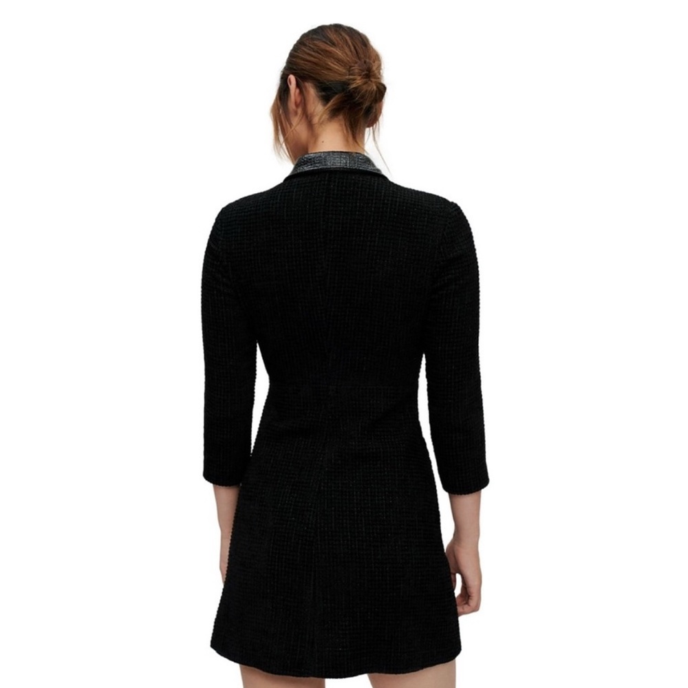 Maje Black Tweed Dress with Silver Details - Picture 4 of 5